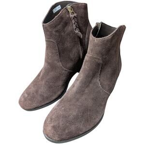 Crocs Leigh Ankle Wedge Bootie Womens Size 10 Brown Boots Side Zip Minimalist